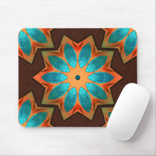 Mousepad Caleidoscópio circular numa mistura de madeira e c