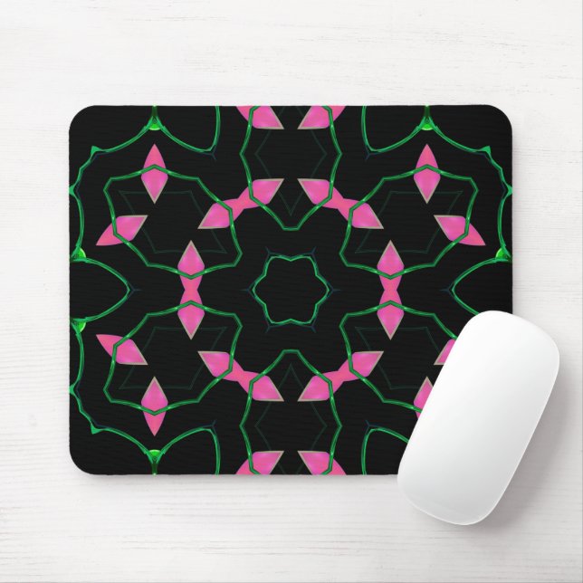 Mousepad Caleidoscópio de Esmeralda e Rosa  (Com mouse)