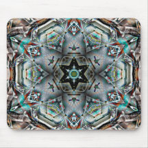 Caleidoscópio estelar e hexágono com textura clara