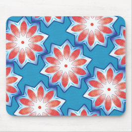 Mousepad Caleidoscópio estrelado vermelho-azul com dez pont