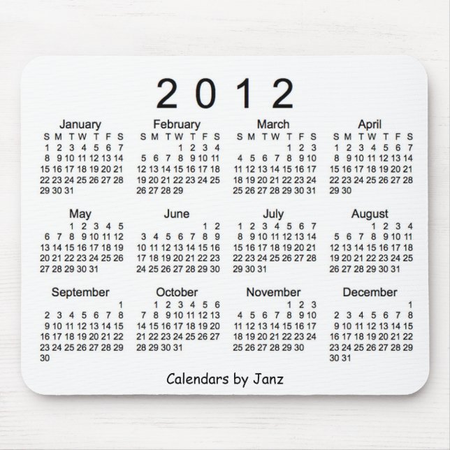 Mousepad Calendário 2012 (Frente)
