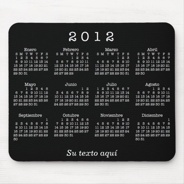 Mousepad Calendario 2012 Españoles (Frente)