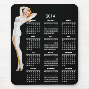 Mousepad Calendário 2014 com a menina do Pin-Acima do