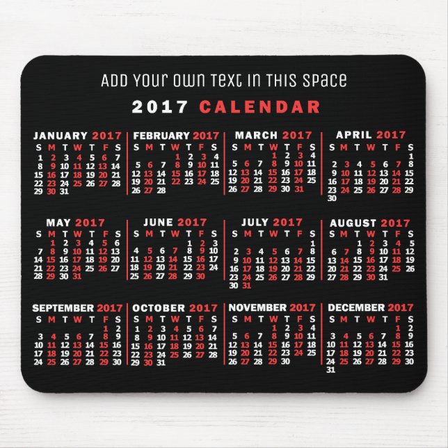 Mousepad Calendário 2017 (Consulte Descrição de Nova Versão (Frente)