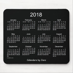 Mousepad Calendário 2018 branco de néon pelo tapete do ra
