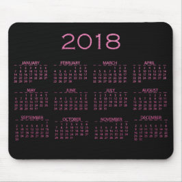 Mousepad Calendário 2018 Brilho Negro Brilhante Brilhante R
