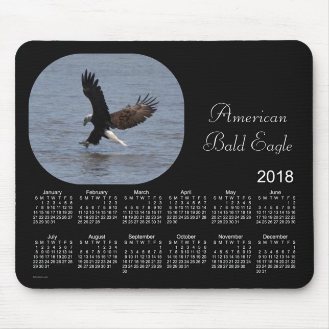 Mousepad Calendário 2018 da águia americana pelo tapete do (Frente)