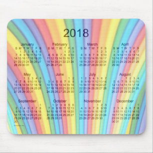 Mousepad Calendário 2018 da arte do arco-íris pelo tapete