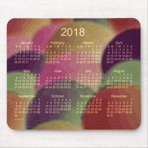 Mousepad Calendário 2018 da arte do arco-íris pelo tapete