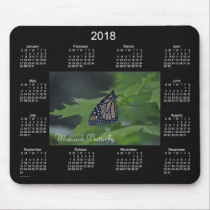 Mousepad Calendário 2018 da borboleta de monarca pelo