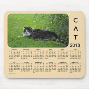 Mousepad Calendário 2018 do feriado do gato por Janz