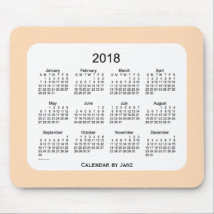 Mousepad Calendário 2018 do sopro do pêssego por Janz