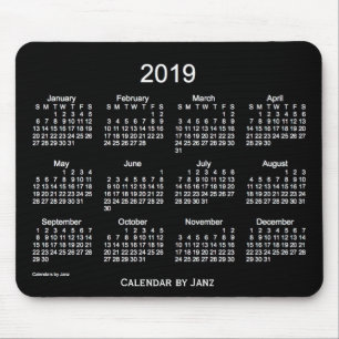 Mousepad Calendário 2019 branco de néon por Janz