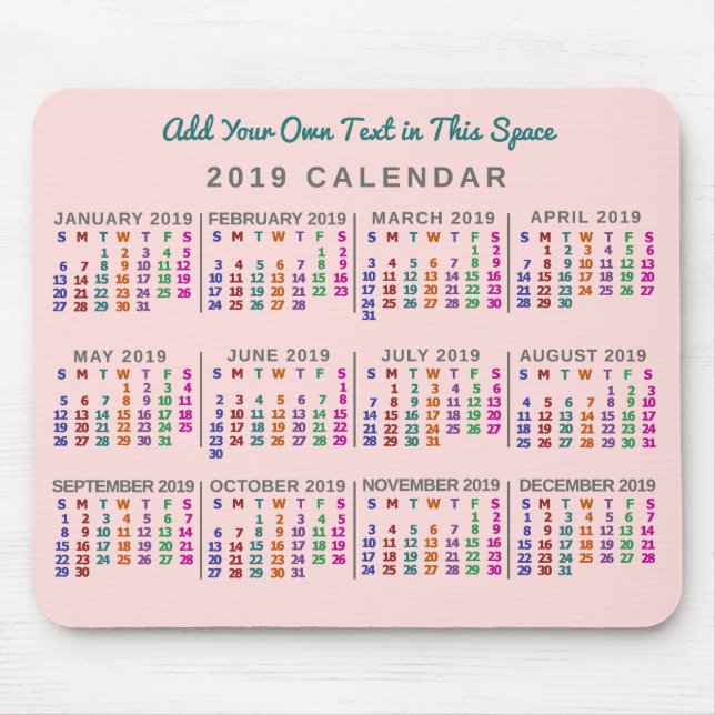 Mousepad Calendário 2019 (Consulte Descrição de Nova Versão (Frente)