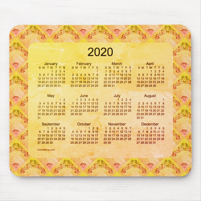 Mousepad Calendário 2020 de Janz Art Nouveau Foil (Frente)