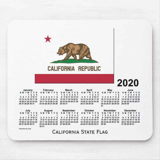 Mousepad Calendário 2020 de Janz California Flag (Frente)