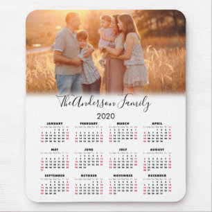 Mousepad Calendário 2020 Sua Foto Nome da Família