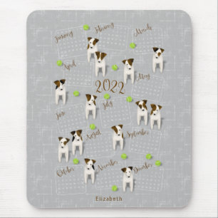 Mousepad Calendário 2022 da cinza Parson Jack Russell Terri