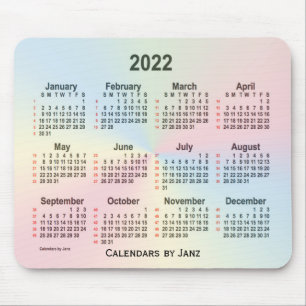 Mousepad Calendário 2022 da Rainbow Cloud 52 Weeks por Jan