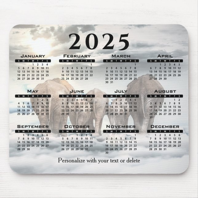 Mousepad Calendário 2022 - Família de Bumbuns Elefantes  (Frente)