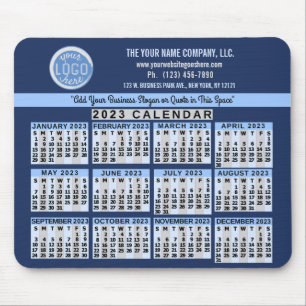 Mousepad Calendário 2023 Blue Easy Business Nome do logotip