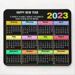 Mousepad Calendário 2023 Branco personalizado moderno em pr