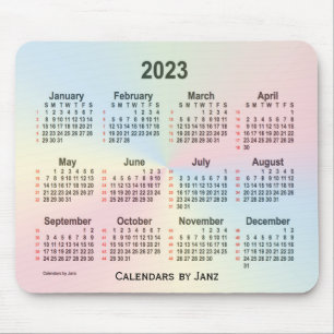 Mousepad Calendário 2023 da Rainbow Cloud 52 Weeks por Jan