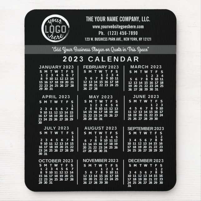 Mousepad Calendário 2023 Logotipo de negócios personalizado (Frente)