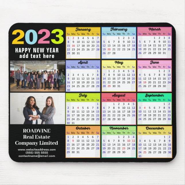 Mousepad Calendário 2023 Personalização de Foto Moderno 2 (Frente)