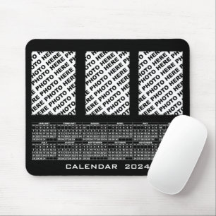 Mousepad Calendário 2024 Adicionar 3 Fotos Verticais Pasta