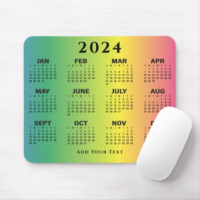 Mousepad Calendário 2024 - Arco-Íris (Com mouse)