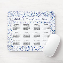 Mousepad Calendário 2024 Cinza Azul Branco Personalizado Te