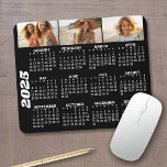 Mousepad Calendário 2024 com 3 Colagem de Fotos - preto<br><div class="desc">Uma colagem de 3 fotos com um calendário. Um item divertido para o Ano Novo. Adicione 3 fotos do cenário a este design.</div>