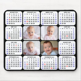 Mousepad Calendário 2024 Foto Simples da Família Modern Bla