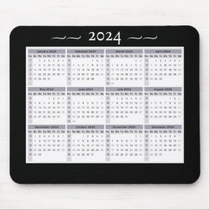 Mousepad Calendário 2024 Impressão Branco preto branco gran