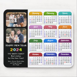 Mousepad Calendário 2024 Modern Black Family 2 Foto Colorid