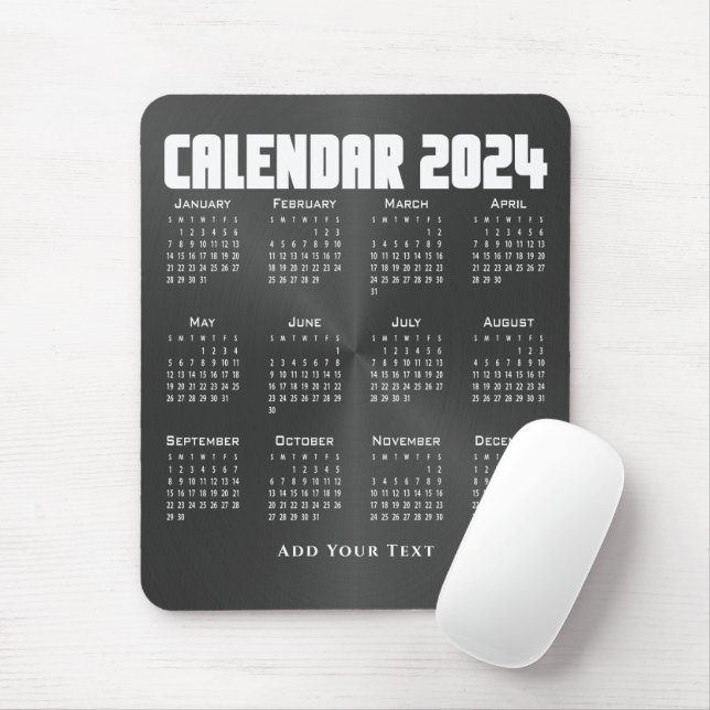 Mousepad Calendário 2024 - Preto (Com mouse)