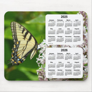 Mousepad Calendário 2025-2026 da borboleta de Swallowtail