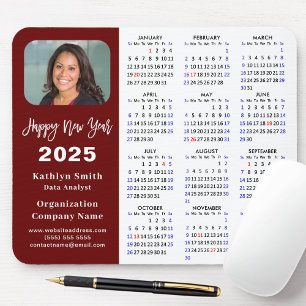 Mousepad Calendário 2025 Foto Comercial Moderno Vermelho Si