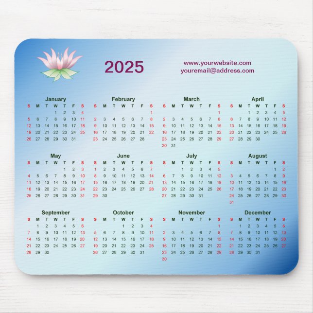 Mousepad Calendário 2025 para os negócios (Frente)