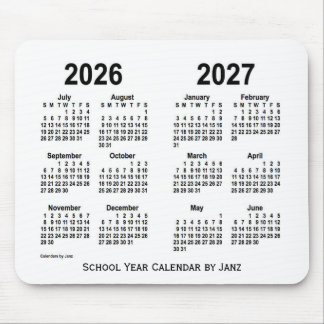 Mousepad Calendário 2026-2027 da Escola Branca por Janz