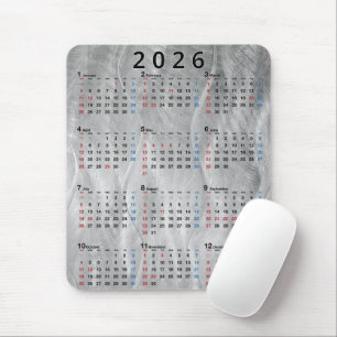 Mousepad Calendário 2026 Aço Brushed Ondulado Abstrato