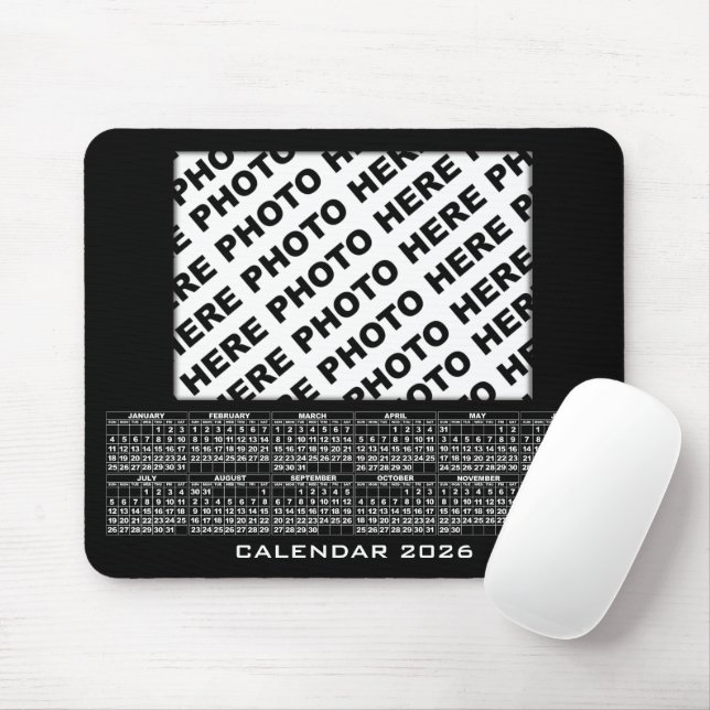 Mousepad Calendário 2026 Adicionar 1 Fotos Bloco de Mão Pre (Com mouse)