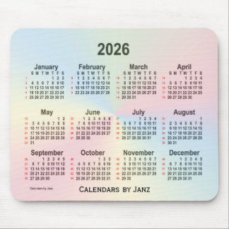 Mousepad Calendário 2026 da Rainbow Cloud 52 Weeks por Janz