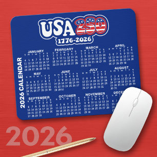 Mousepad Calendário 2026 - Espírito de 76 - EUA 250 da Amér