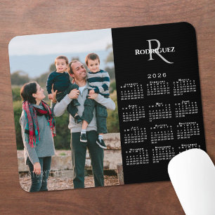 Mousepad Calendário 2026 Foto Personalizada Monograma Nome