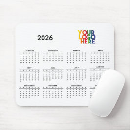 Mousepad Calendário 2026 Logotipo comercial Escritório corp