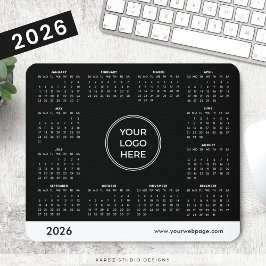 Mousepad Calendário 2026 Logotipo Personalizado Preto Promo