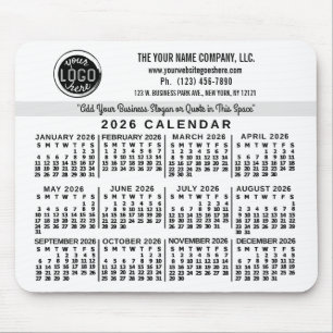 Mousepad Calendário 2026 Personalizado Logotipo Nome Empres