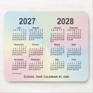 Mousepad Calendário 2027-2028 da escola da nuvem do
